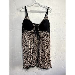 Elegance animal print lace slip chemise lingerie womens 3x coquette evening